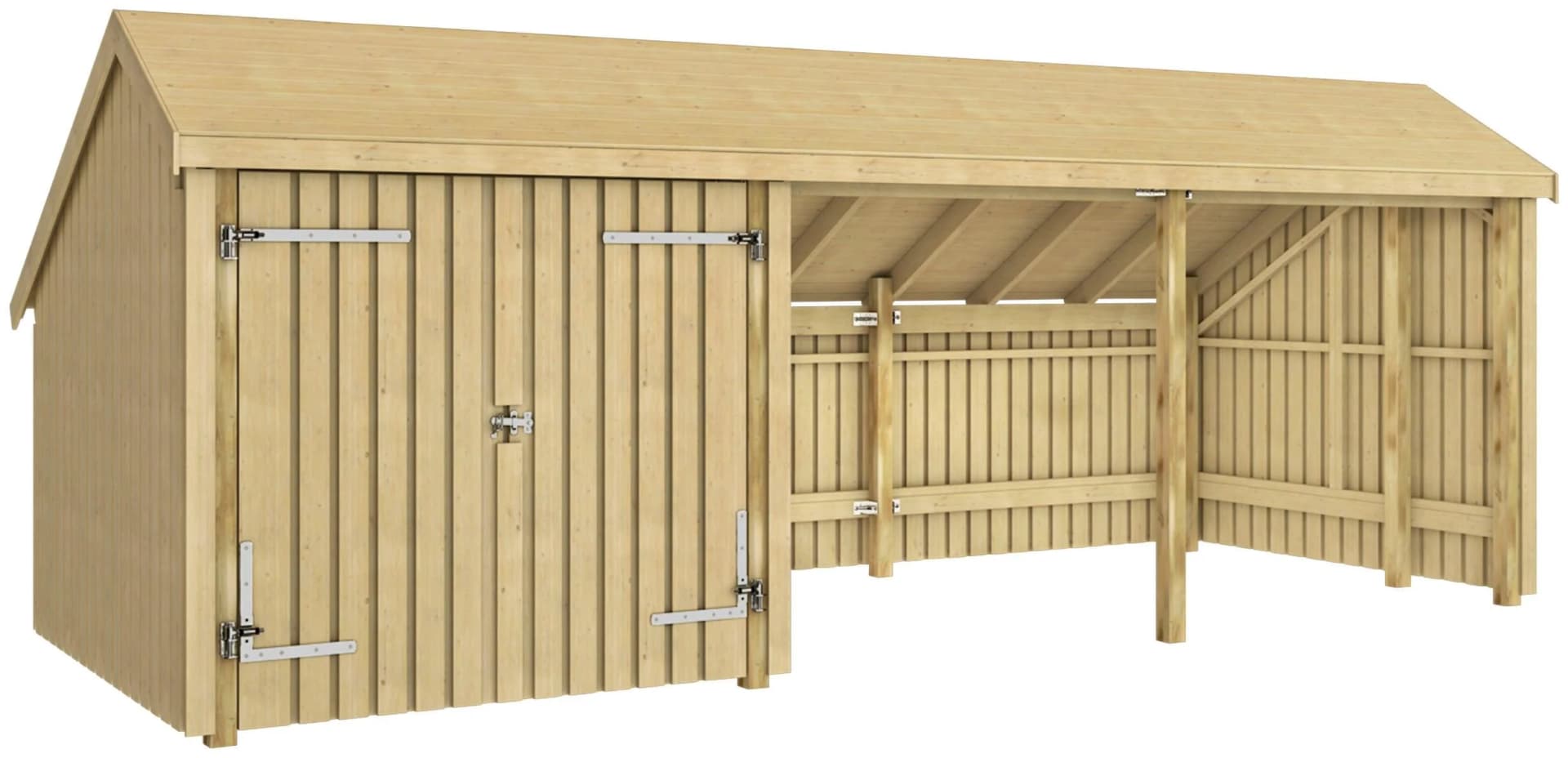 Gartenhaus Pultdach mit Doppelflügeltür aus Holzwerkstoff