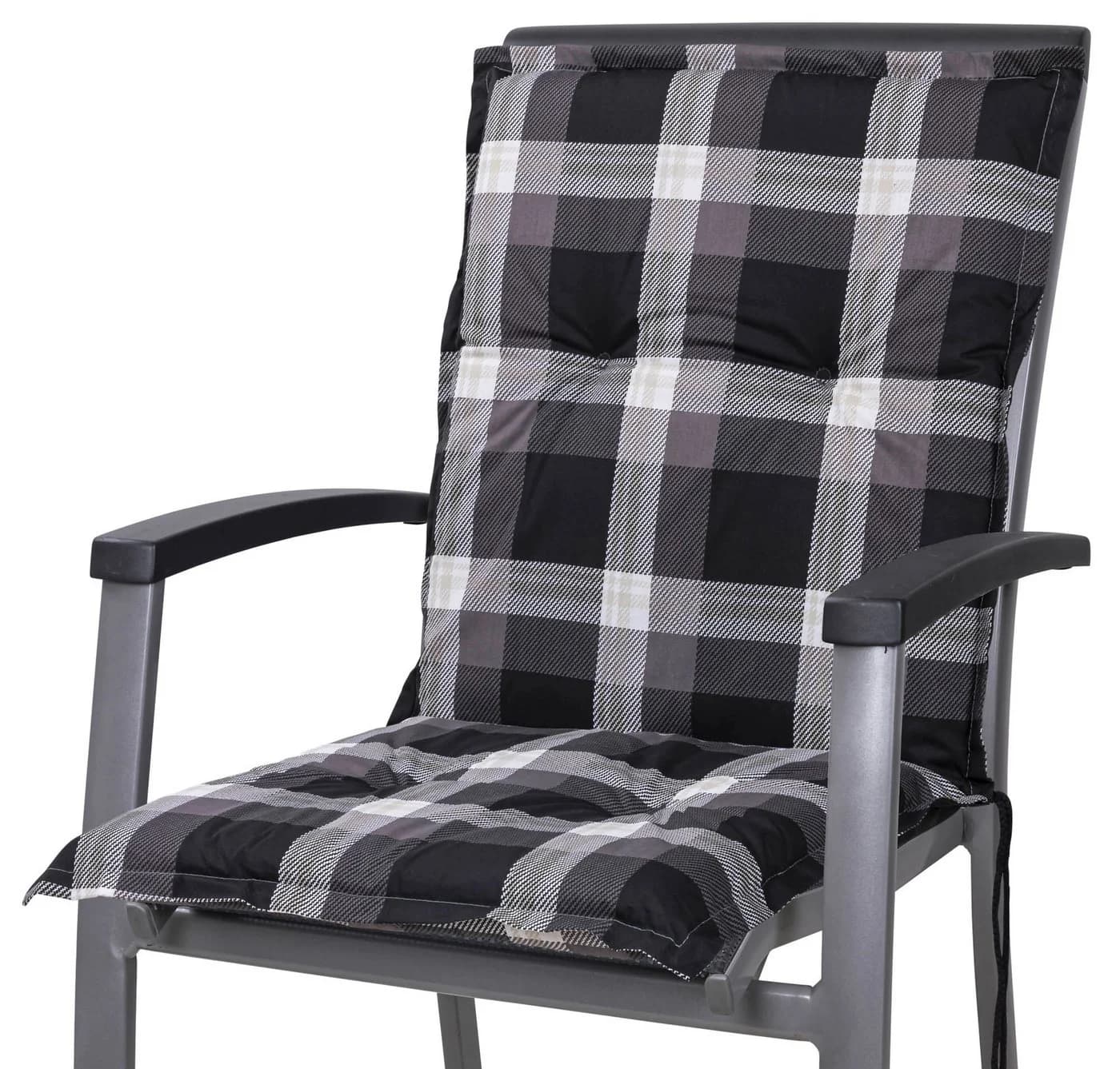 Sun Garden Sesselauflage Niederlehner Naxos10623-800 Kariert Schwarz-Braun-Beige