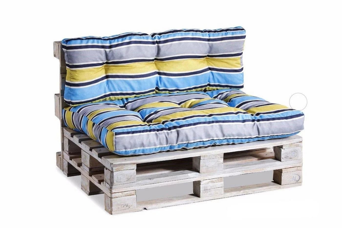 FAVRE Palettenkissen Rückenlehne Blau-Gelb Polyester