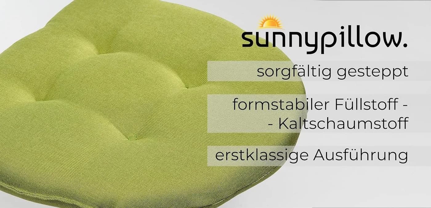 sunnypillow Stuhlkissen 4er Set Grün 40x40cm Gartenkissen