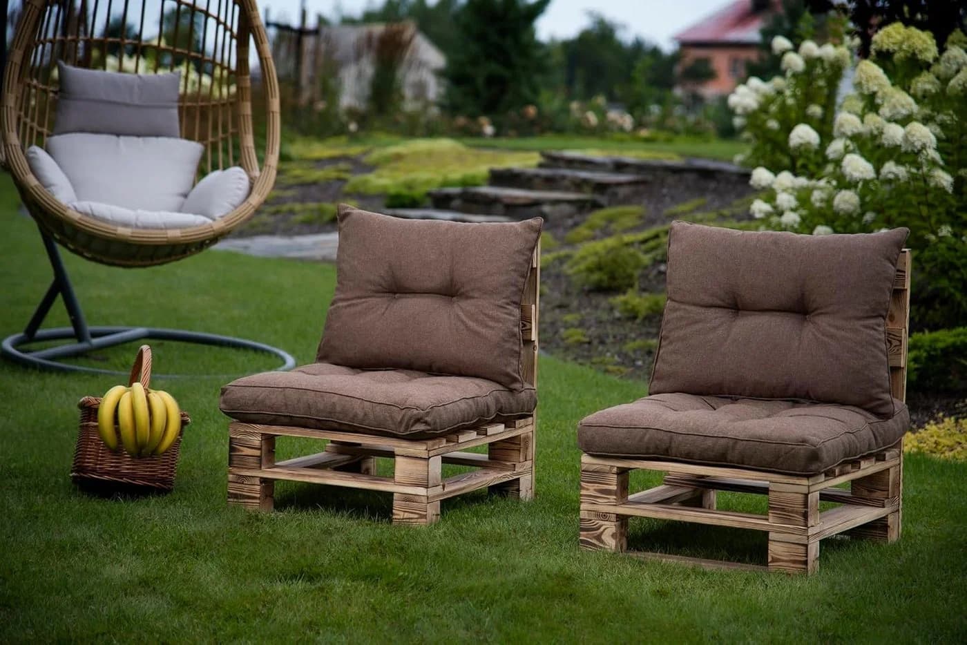 sunnypillow Stuhlkissen Gartenkissen für Gartenmöbel Rattanmöbel, Outdoor / Indoor