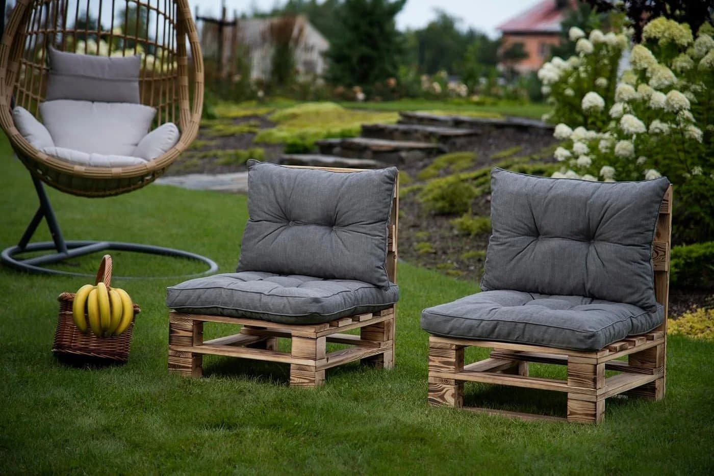 sunnypillow Stuhlkissen Grau Silber Gartenkissen UV-beständig