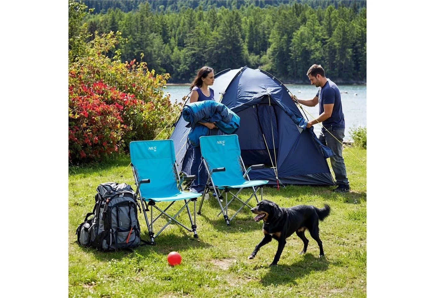 NILS CAMP Campingstuhl Klappbar Blau Outdoor