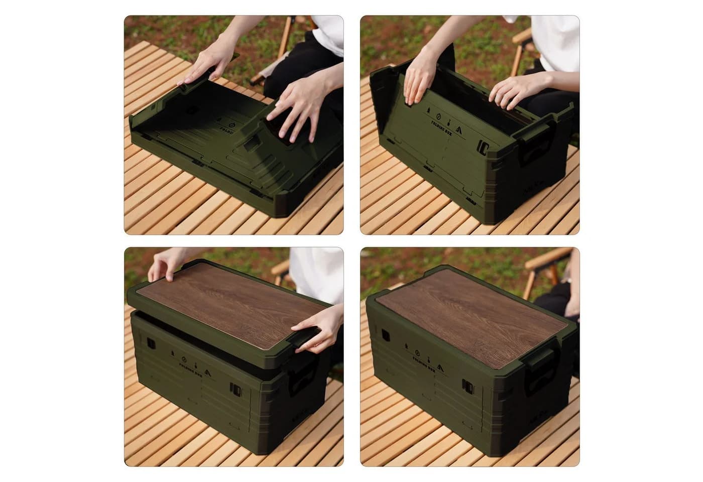 NILS CAMP Aufbewahrungsbox 2in1 Klappbare Campingkiste Outdoor 32L