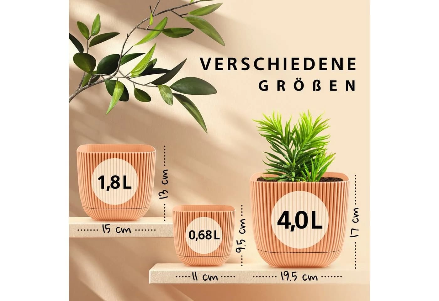 KONZEPT Blumentopf mit Untersetzer Kunststoff Rosa 2in1