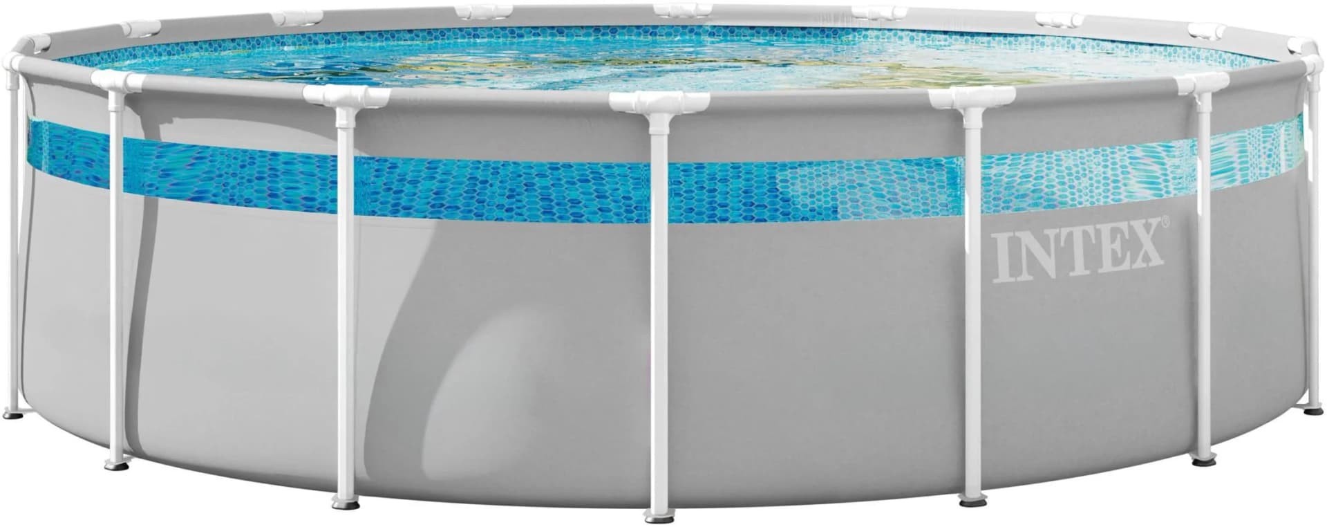 INTEX PrismFrame Clearview Aufstellpool Grau 488x122 cm mit Filter