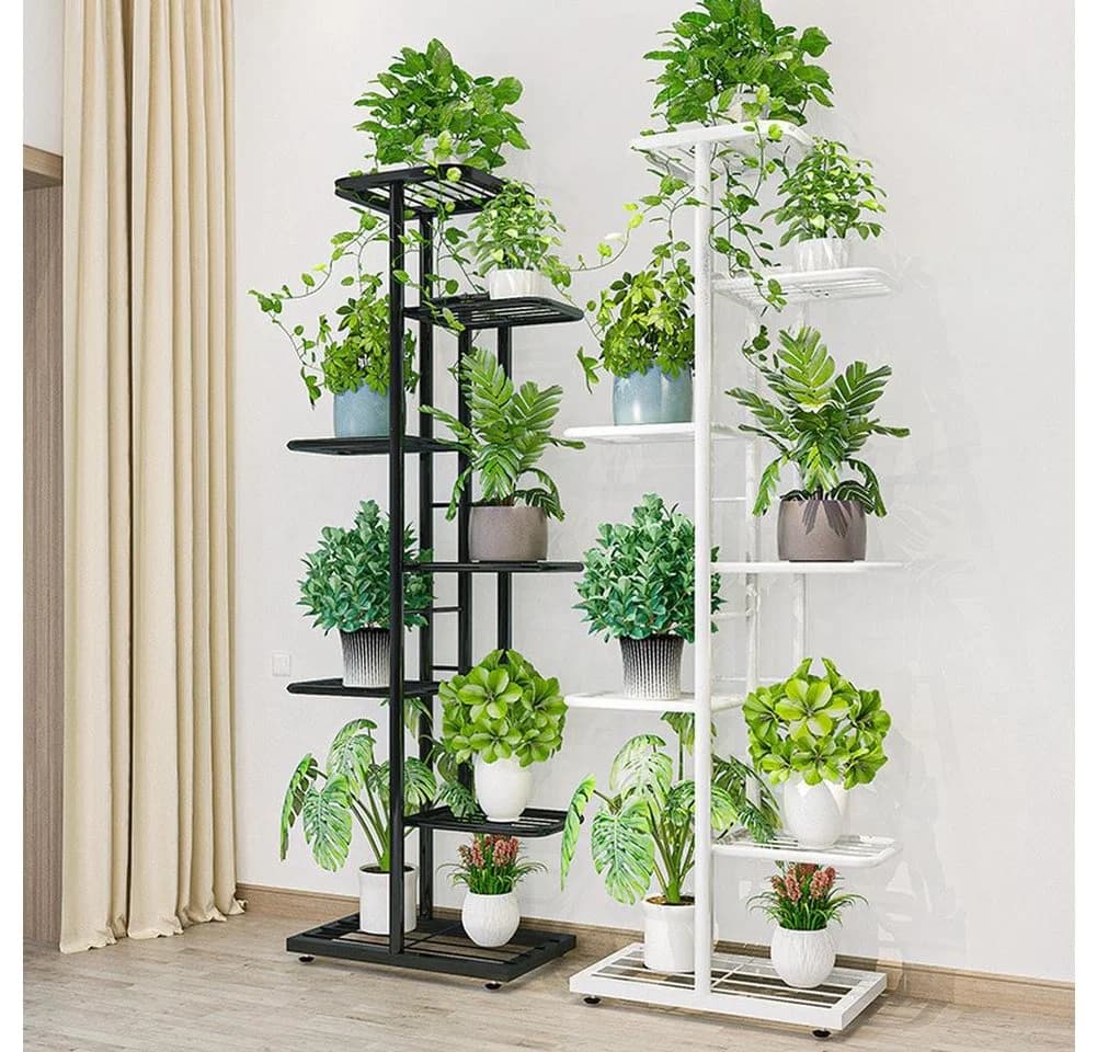 GarveeMore Blumenständer 7-Tier Weiß Pflanzenständer für Innen & Außen