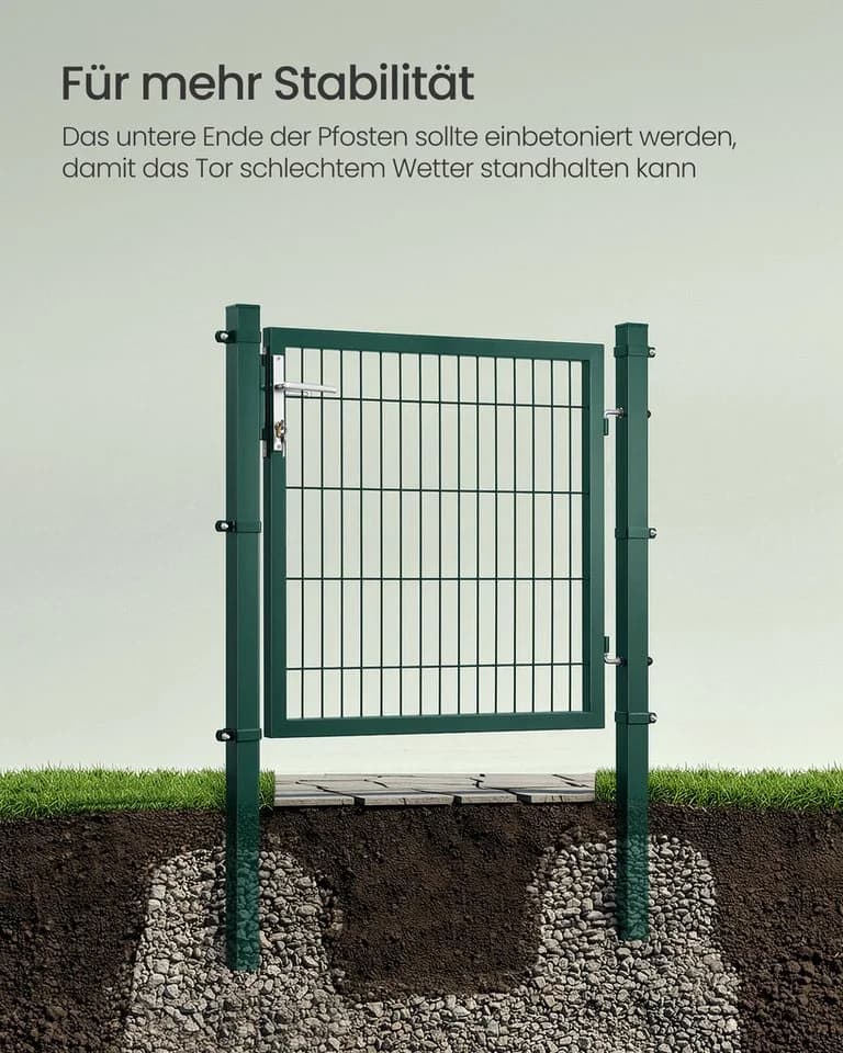 SONGMICS Gartentor verzinkter Stahl abschließbar grün