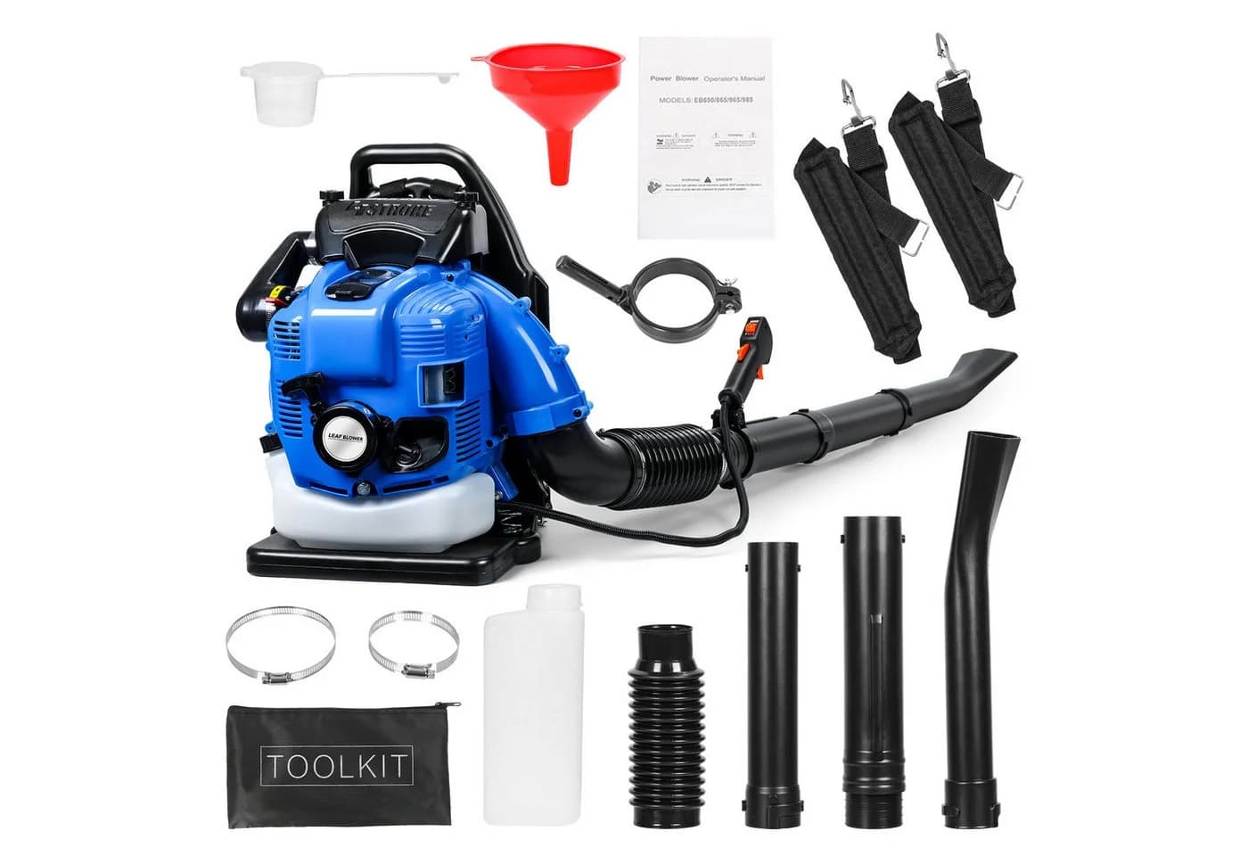 Rutaqian Benzin-Laubbläser 7000RPM 4-Takt Schnurlos Laubbläser Benzinmotor 75.6cc, 500 CFM, Rucksack Laubbläser