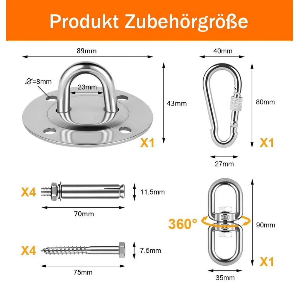 TUWENA Deckenhaken Edelstahl Schwerlast Deckenhaken Aufhängung