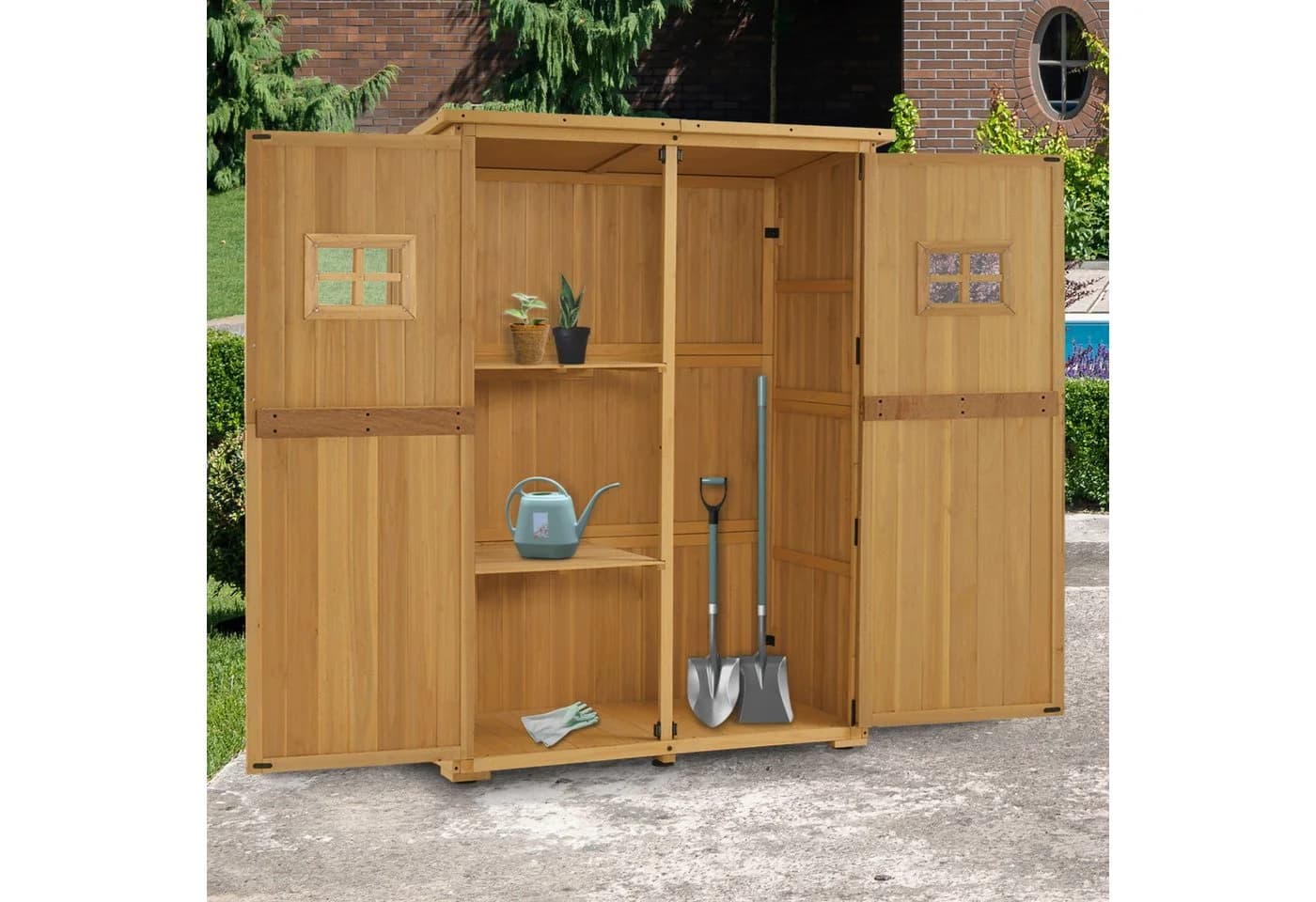 MCombo Gartenschrank Holz Grau Wetterfest