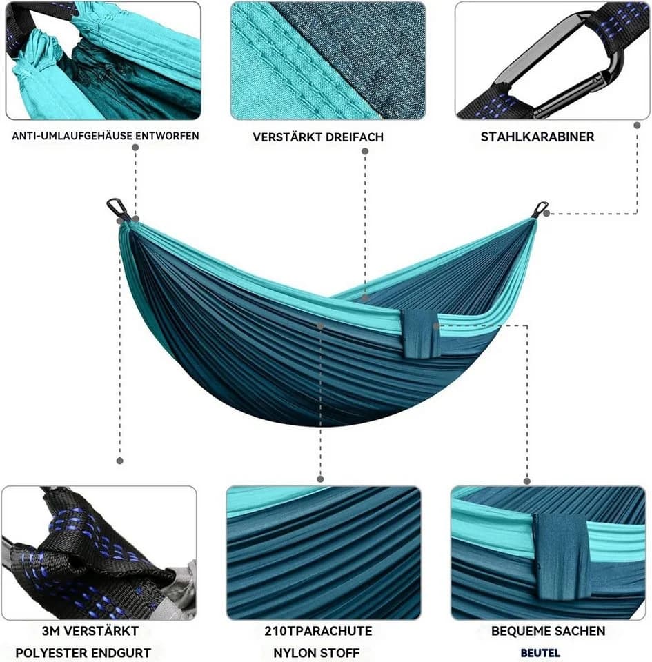 Blusmart Hängematte Camping Doppelhängematte Königsblau