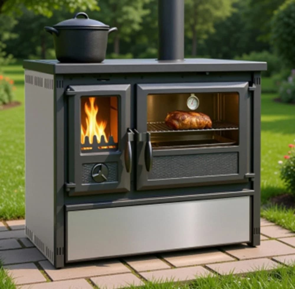 TRGO Gartenkamin Outdoor-Küchenofen Edelstahl 6 kW
