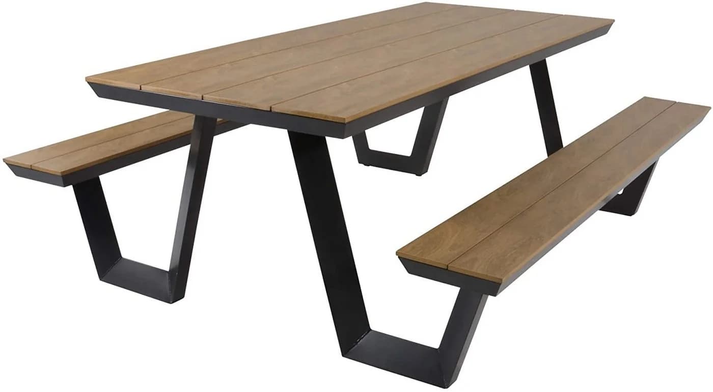 Lesli Living Bierzeltgarnitur Arezzo 200cm Anthrazit/Teak-Optik