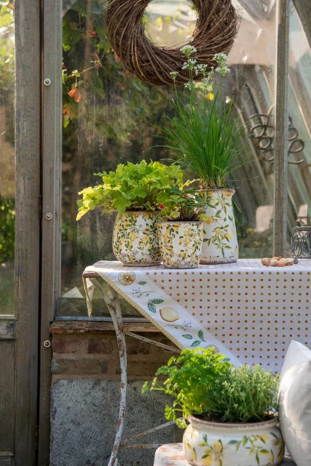 Clayre & Eef Blumentopf Zitrone Gelb Keramik