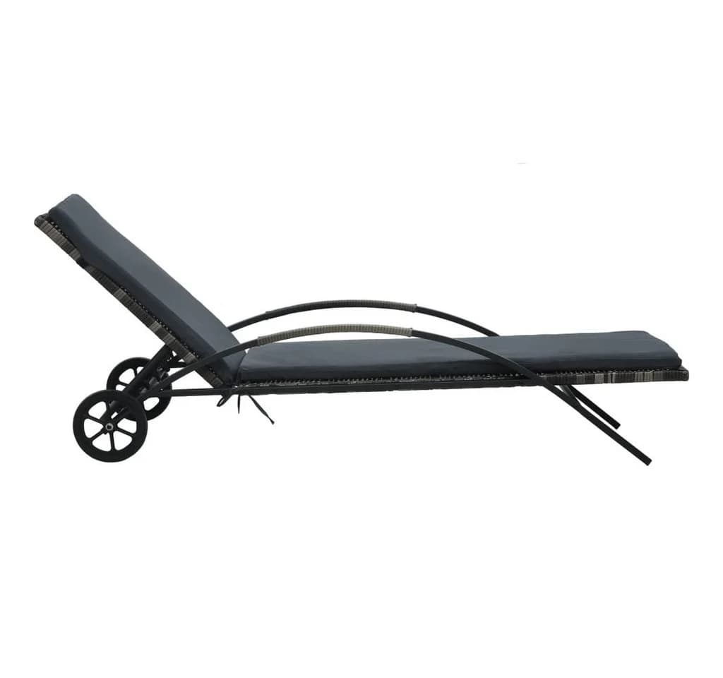 vidaXL Gartenliege-Set mit Tisch Poly Rattan Anthrazit