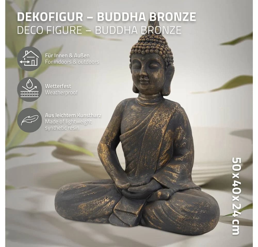 ECD Germany Buddha Figur Bronze Polyresin Deko