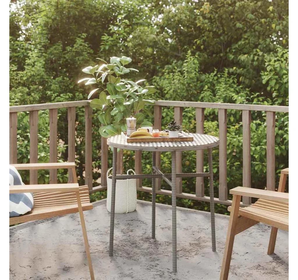 vidaXL Gartentisch Beistelltisch Grau Poly Rattan
