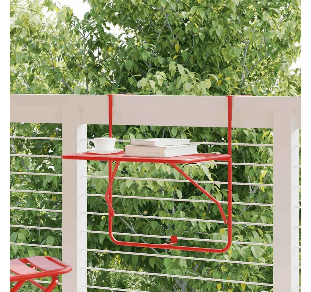 vidaXL Balkontisch Rot Klappbar Stahl 60x40 cm