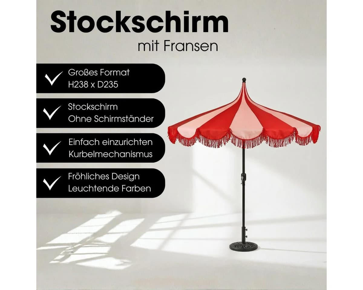 Mica Decorations Sonnenschirm Kim Rot mit Tasche