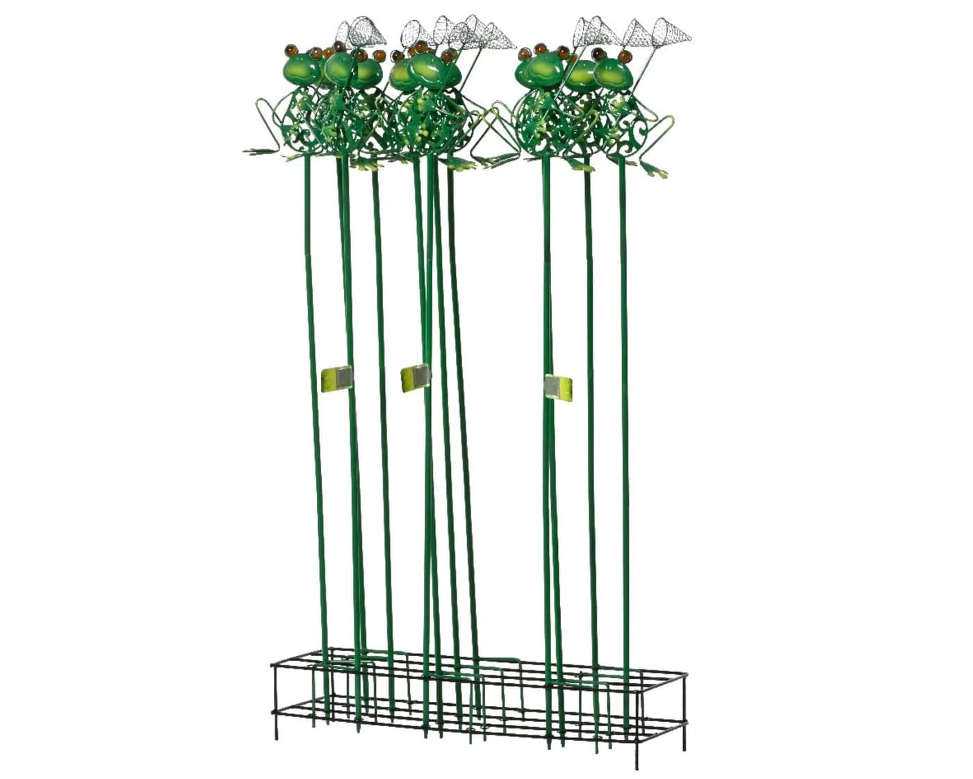Decoris Dekofigur Frosch mit Kescher 91cm Metall Grün