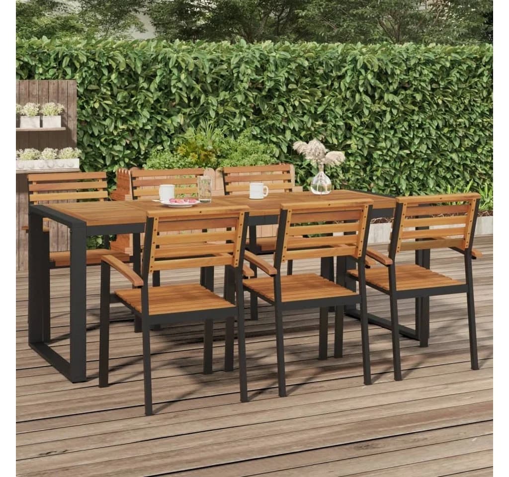 vidaXL Gartentisch U-Form Massivholz Industrieller Look