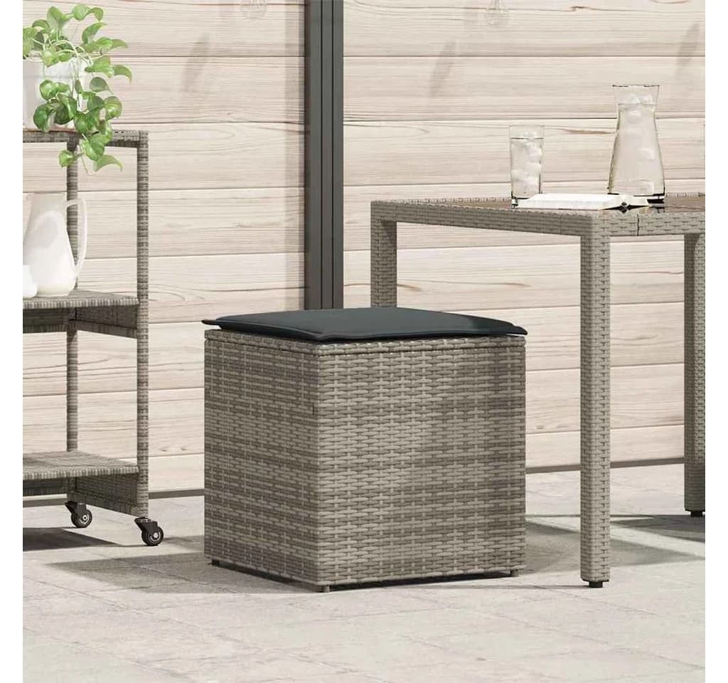 vidaXL Gartenbox Grau Poly-Rattan Moderner Stauraum