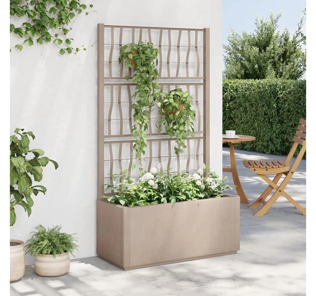 vidaXL Pflanzkübel mit Rankgitter Hellbraun 80x36x140 cm PP