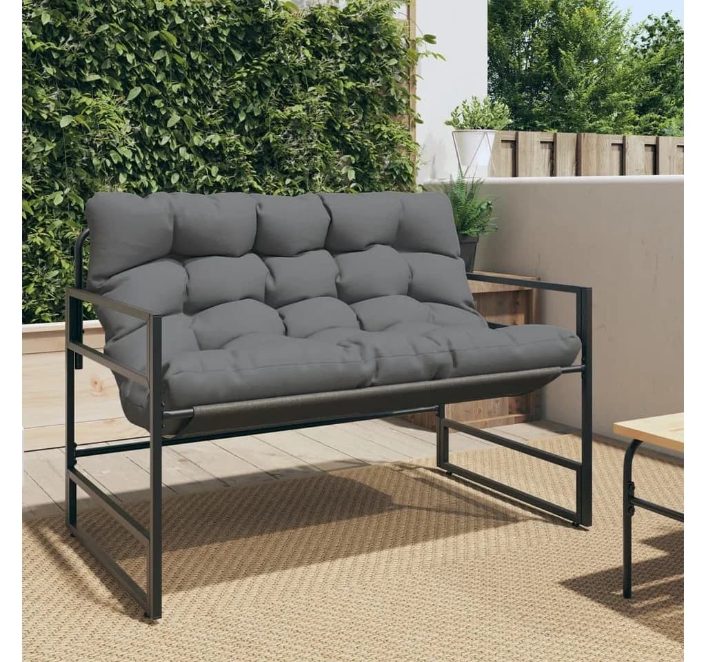 vidaXL Gartenbank mit Kissen Anthrazit 113 cm Stahl