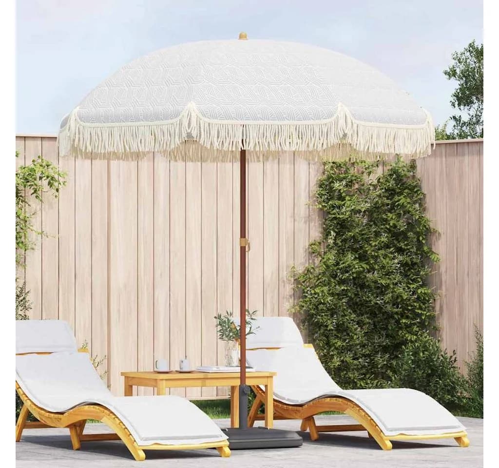 vidaXL Sonnenschirm Strandparasol Grau Weiß UV-beständig Kippbar
