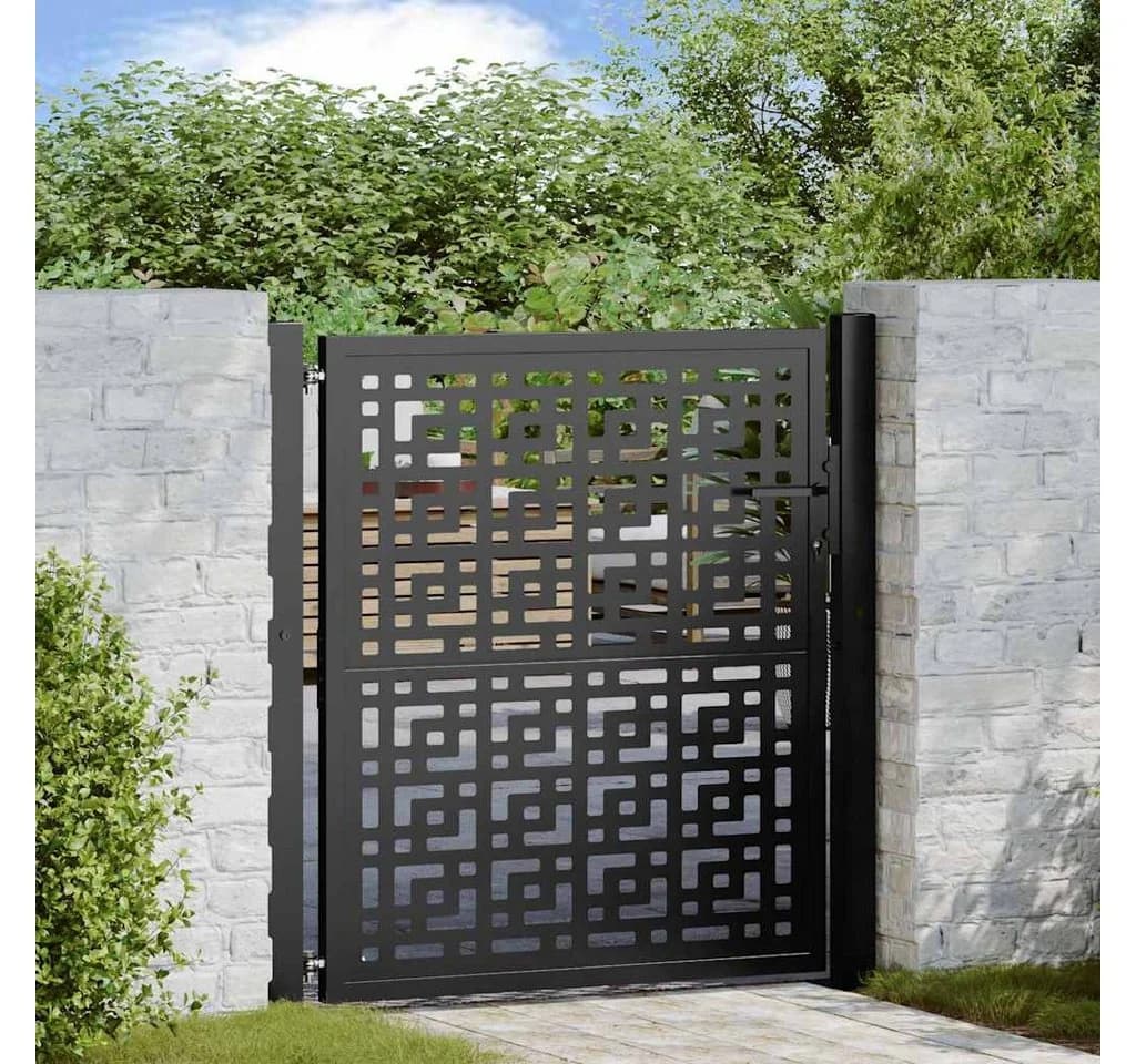vidaXL Gartentor Schwarz 100x100 cm Stahl Kreuz-Design