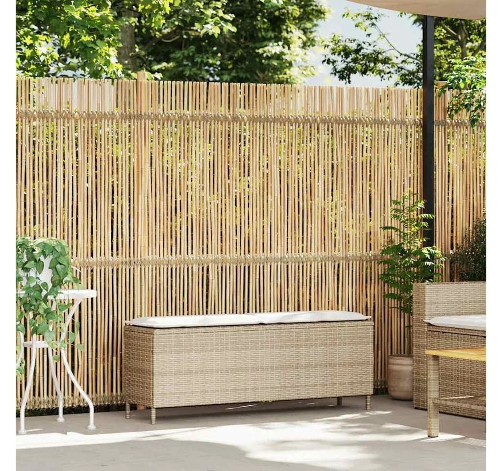 vidaXL Gartenbank mit Kissen Beige Poly Rattan