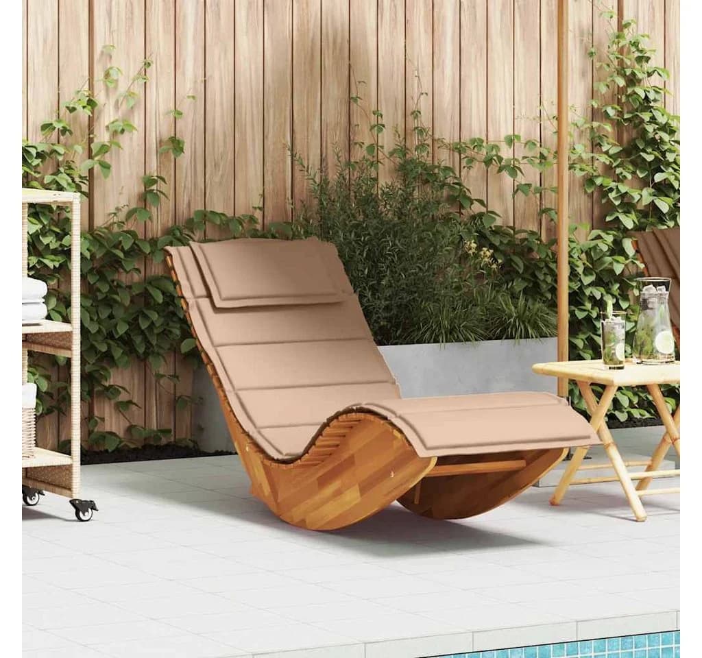 vidaXL Schaukel-Sonnenliege Massivholz Beige mit Kissen