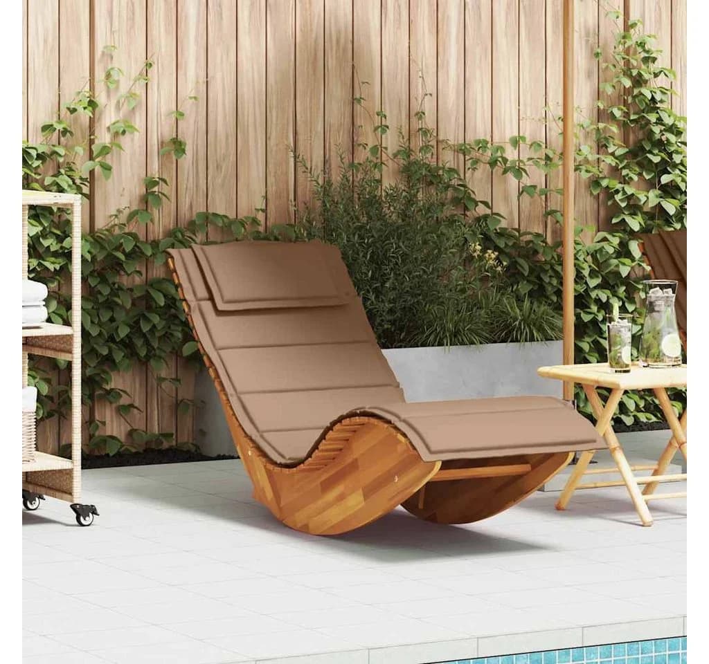 vidaXL Gartenliege Schaukelliege Massivholz mit Kissen Taupe