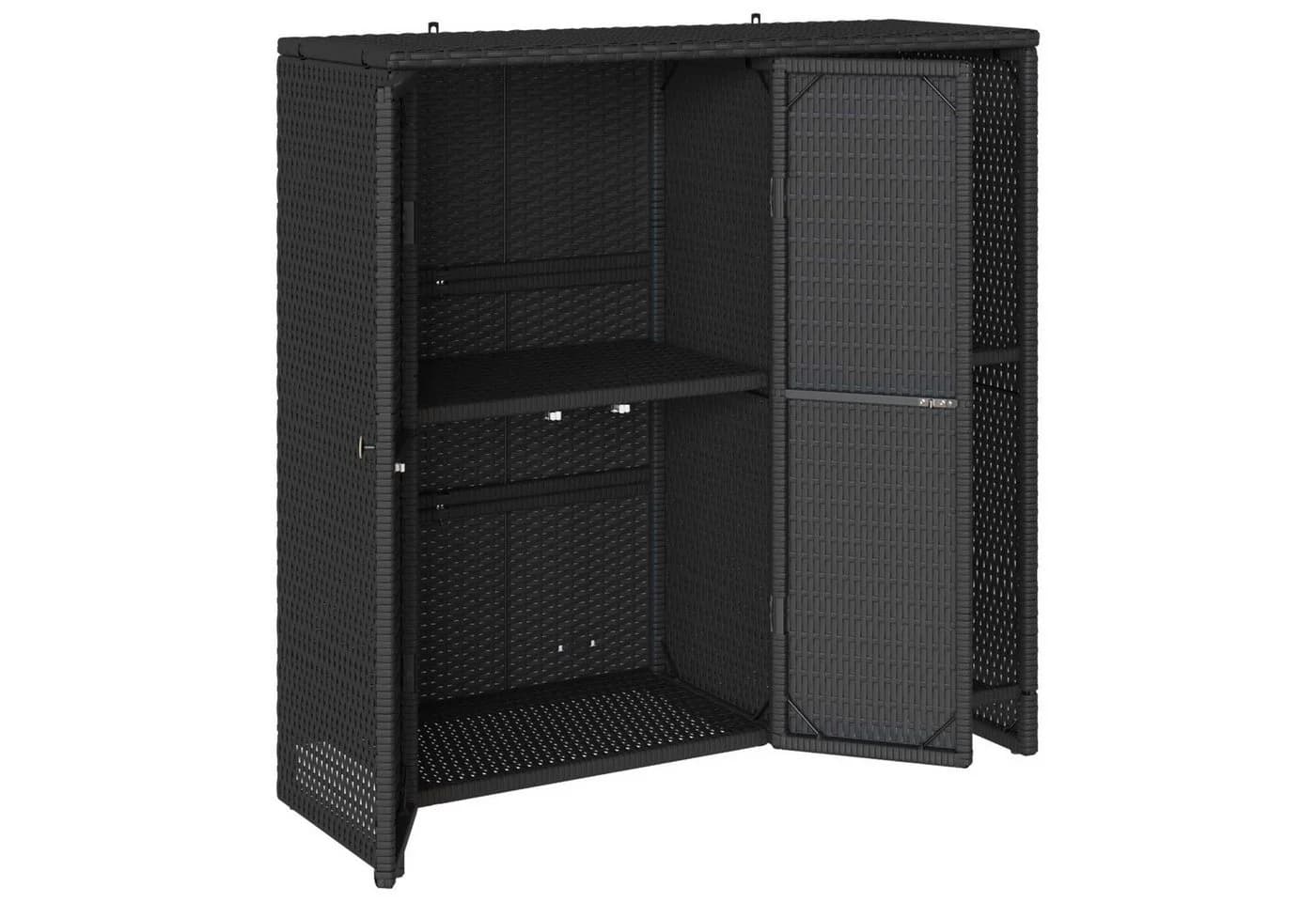 vidaXL Garten-Geräteschrank Schwarz Rattan