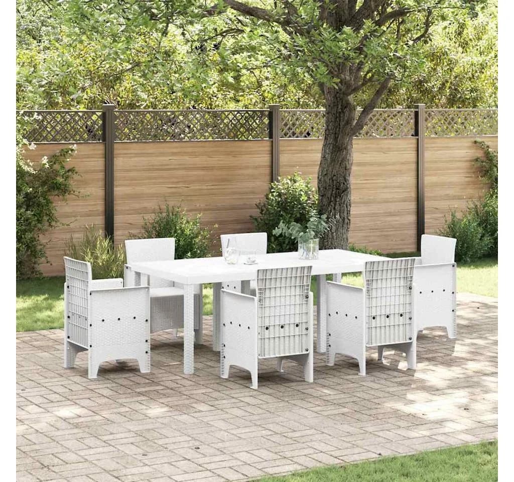 vidaXL Gartentisch Weiß Poly-Rattan