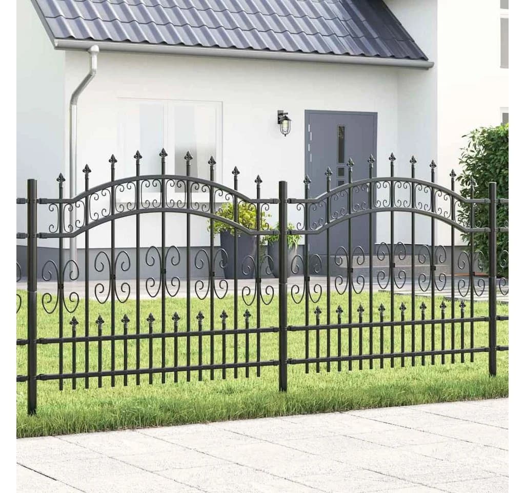 vidaXL Gartenzaun KAMPEN Grau Pulverbeschichteter Stahl Mesh