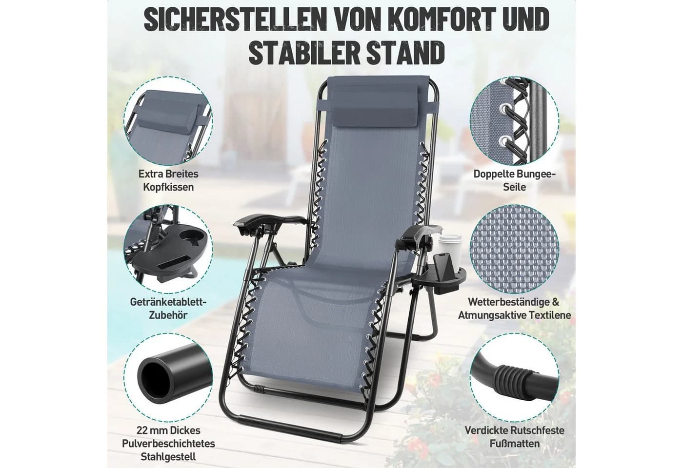 Huracan Gartenliege Sonnenliege Klappbar