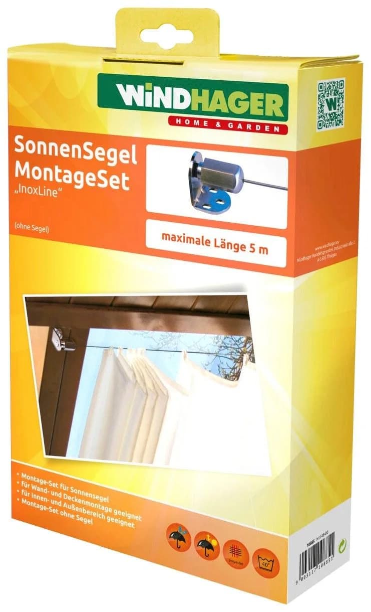 Seilspanngarnitur WINDHAGER Silber Montage-Set zur Befestigung von Sonnensegeln