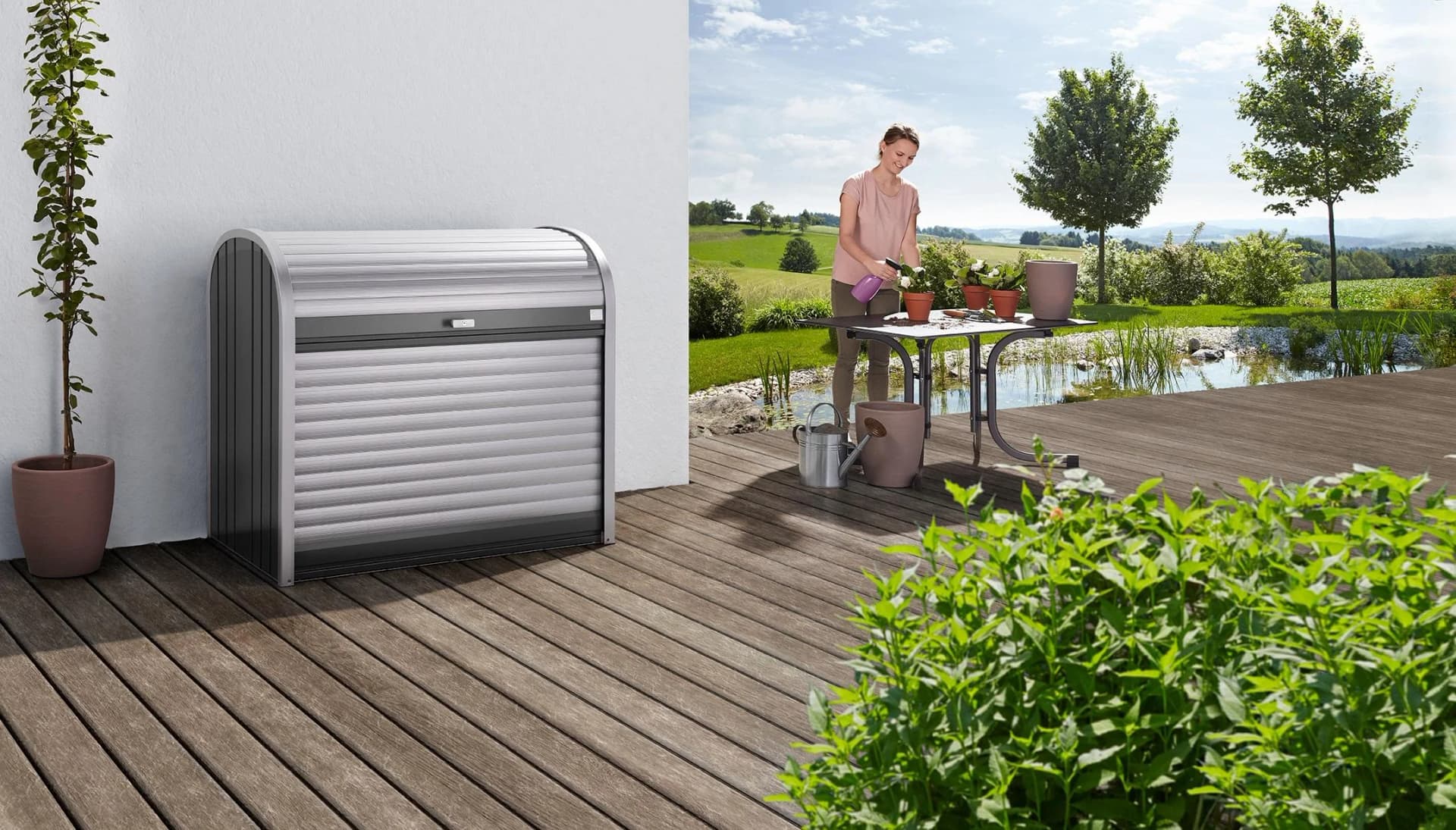 Gartenbox BioHort STOREMAX Gr. 120 Dunkelgrau Metallic