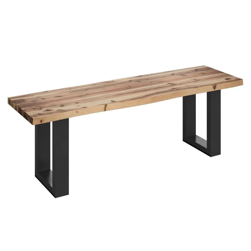 Ambia Garden Gartenbank 3-Sitzer Akazie Stahl Schwarz Industrial