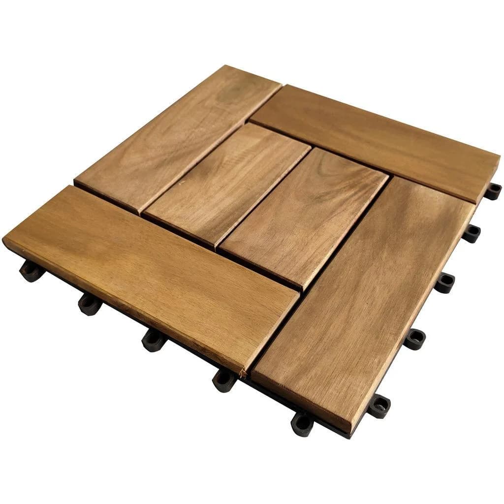 Ambia Garden Terrassenfliese 30x30 cm 10-er Set Akazie Holz Kunststoff