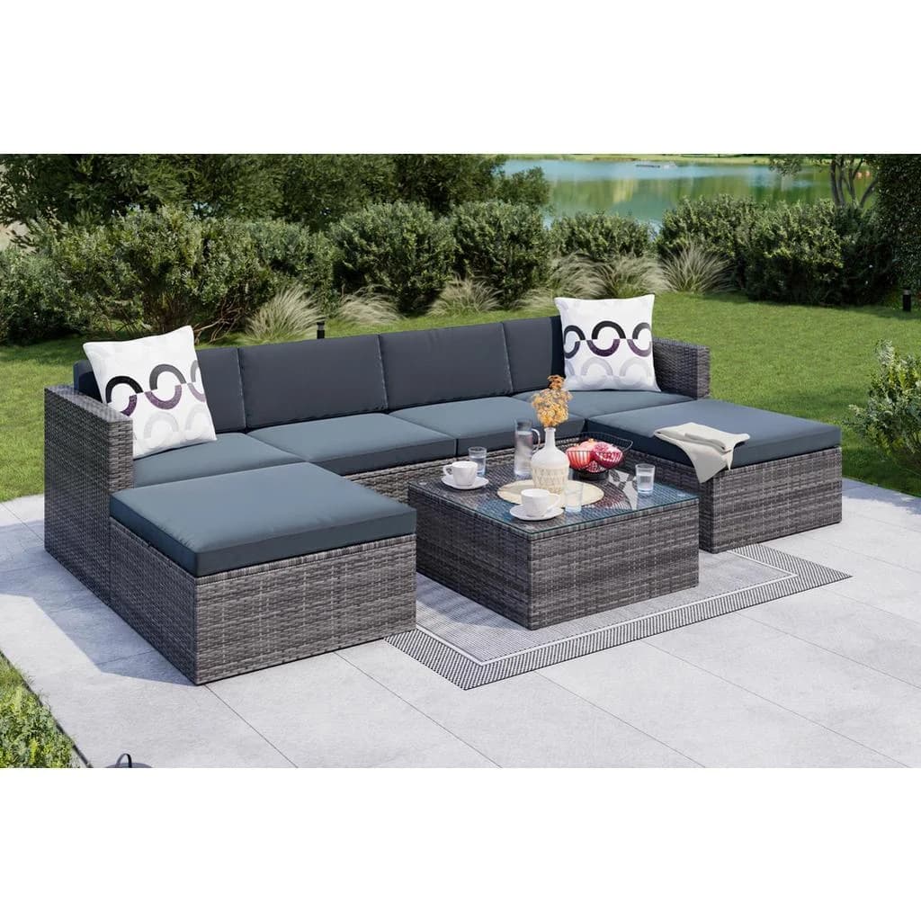 Ambia Garden Loungegarnitur Grau Metall mit Glastisch