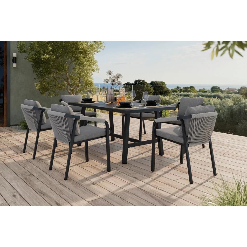 Ambia Garden Gartentischgruppe 7-tlg. Anthrazit Grau Aluminium