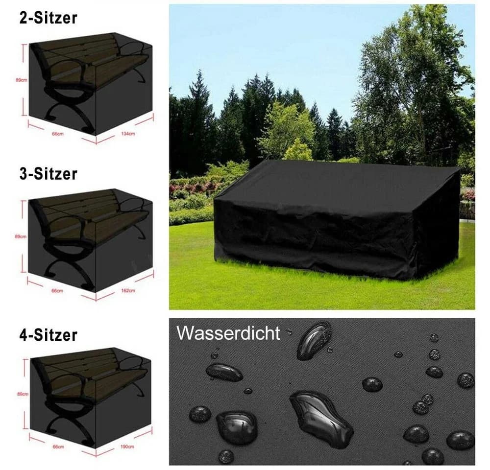 BTTO Gartenmöbel-Schutzhülle Schwarz Wasserdicht Polyester