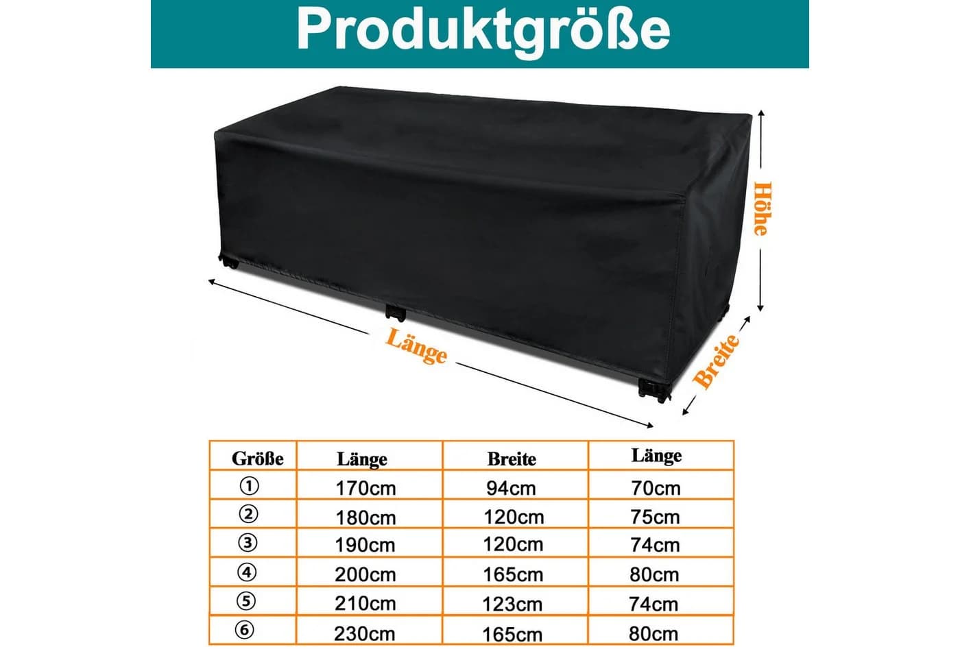 Jibenhome Gartenmöbel-Schutzhülle Wasserdicht Schwarz 600D Oxford