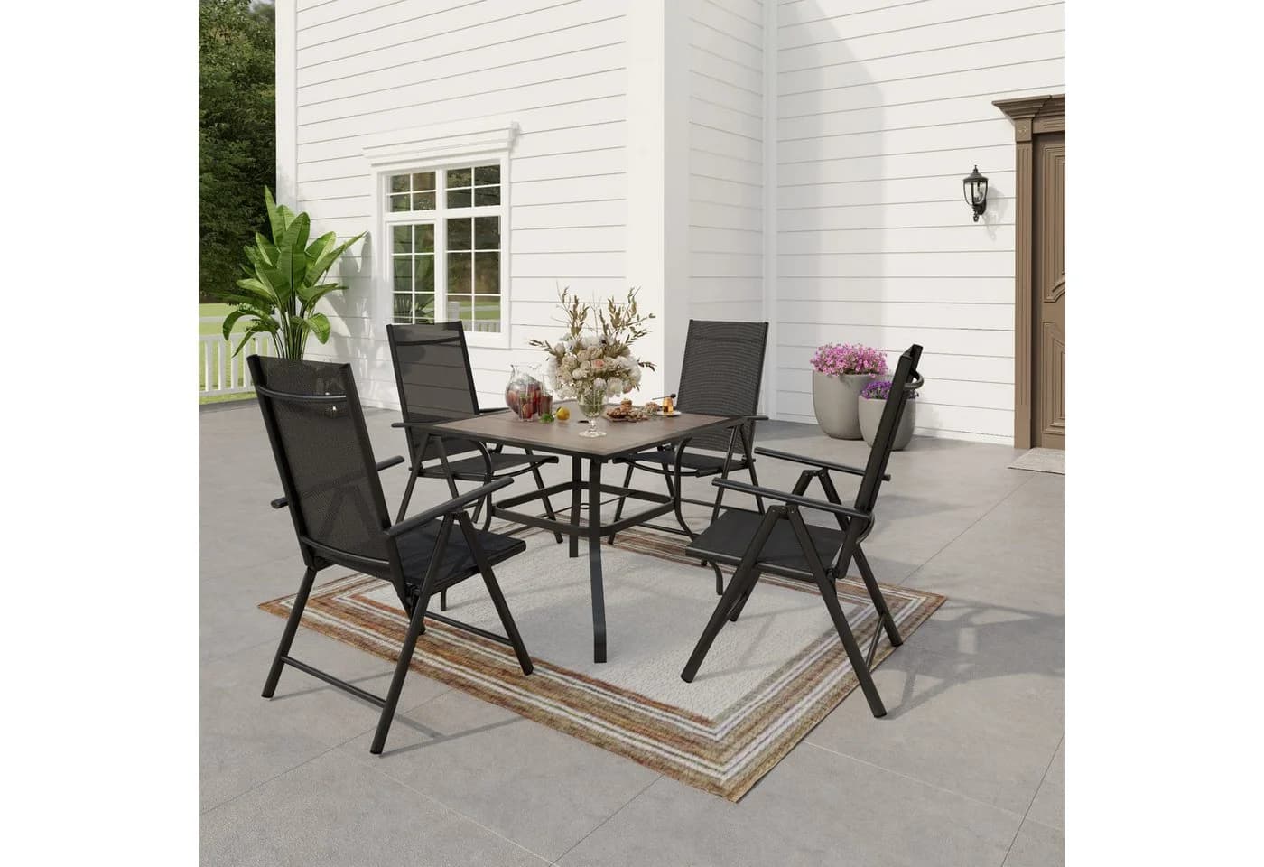 PHI VILLA Gartentisch Braun Metall PVC Wetterfest