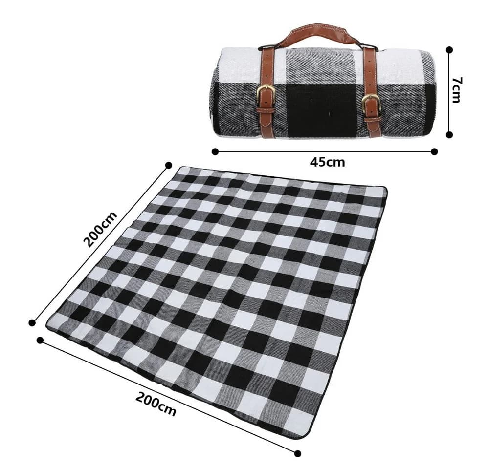 Picknickdecke 200x200cm Wasserdicht Reisedecke mit Tragegriff